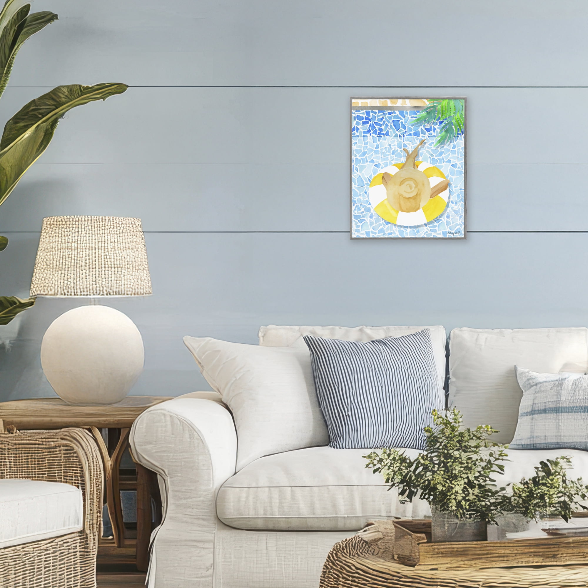 Stupell Industries Summer Poolside Drift Gray Framed Giclee Art, design by Hillary Holt