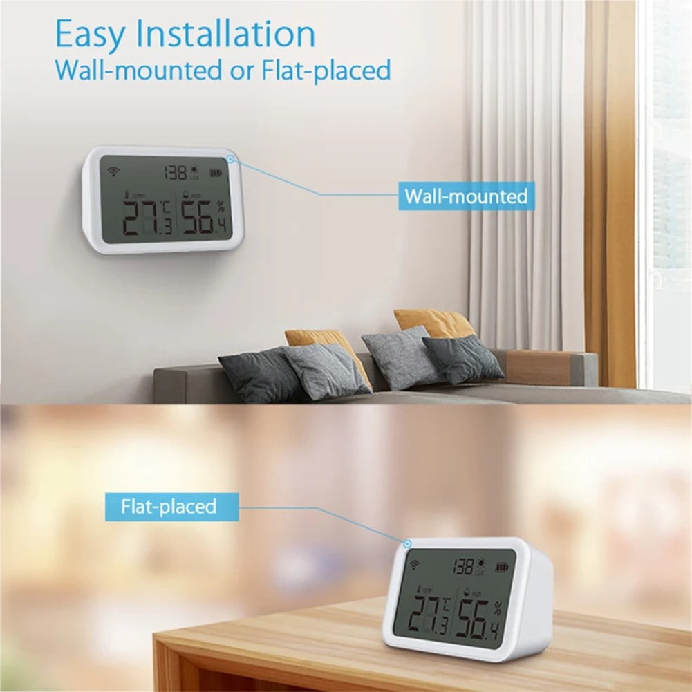 For Tuya Temperature Humidity Sensor Lux Light Detector With Lcd Screen