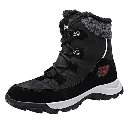 

Ediodpoh Womens Casual Solid Color Suede Mesh Splicing Lace up Boots Warm Thick Soled Snow Boots Womens Boots Black 6