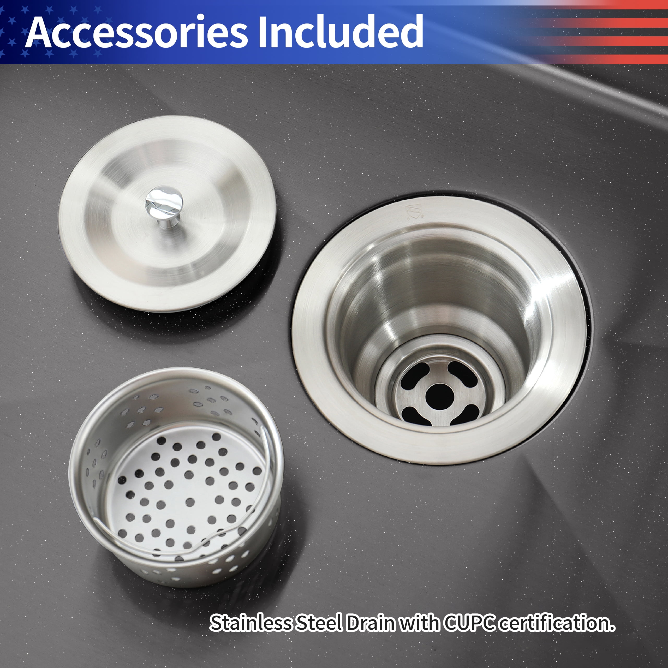 18 x 18 Inch Black Undermount Stainless Steel Kitchen Sink Single Bowl 16 Gauge with Drain And Hook