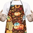 thumbnail image 2 of Fall Pumpkins Leaves Pattern Apron-Garden Aprons for Women with Pockets-Cotton Linen Waterproof Kitchen Cooking Gardening Aprons Adjustable for Kitchen,Cooking,BBQ and Salon 33"x27", 2 of 7