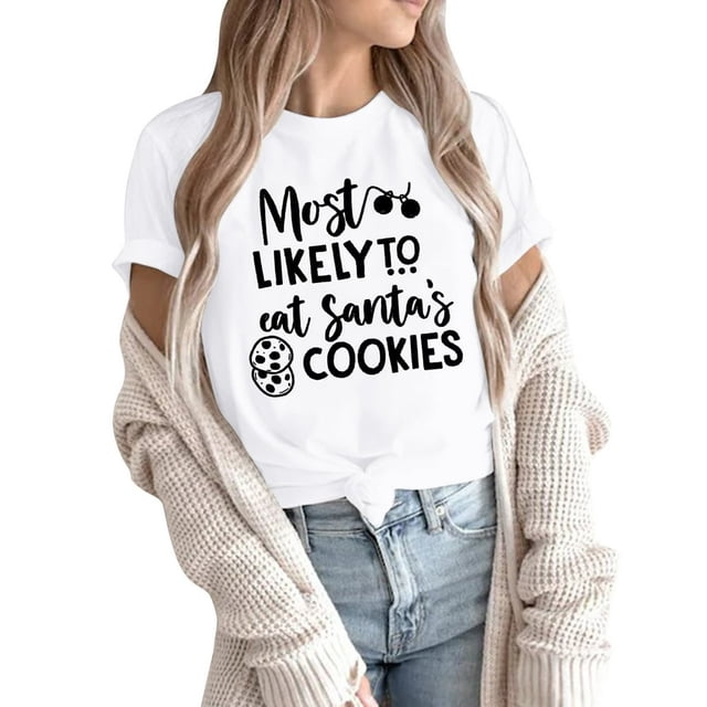Débardeurs à Col Imprimé de Noël pour Femmes Manches Courtes T-Shirts Décontractés en Coton