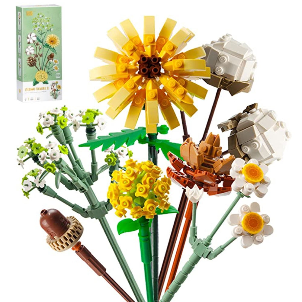 646Pcs Flower Bouquet Building Blocks, Mini Rose Building Toy Set, Artificial Flowers Creative