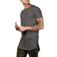 thumbnail image 2 of Ma Croix Men's Casual Longtail Extended Slim Fit Hip Hop Crew Neck Tee Shirts with Side Zipper, 2 of 4