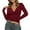 Red, variant on Bibifish Womens T-Shirts Deep V Neck Half Button Down Casual Slim Fit Knitted Crop Tees Fall Winter Long Sleeve Trendy Ladies Tops