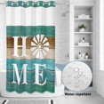thumbnail image 4 of No Hook Shower Curtain with Built-in Rings - Vintage Windmill HOME Washable Waterproof Fabric Bathroom Curtains for Hotel,Rentals, Stall 54 X 78 Inch , Turquoise Brown Farmhouse Wood, 4 of 9