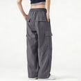 thumbnail image 7 of Hurxie Women's Cargo Pants Baggy Parachute Pants Joggers Y2k Trendy Stretchy High Waist Wide Leg Trousers with Pockets Dark Gray,M, 7 of 7