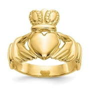 Finest Gold 14K Yellow Gold Mens Claddagh Ring - Size 10