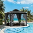 thumbnail image 3 of Costway 10' x  10' Patio Double-Top Hardtop Gazebo Galvanized Steel Roof Aluminum Frame, 3 of 12