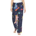thumbnail image 2 of Goofa Cartoon Dinosaur Scooter Sport Blue Printed Soft Pajama Pants for Women, Wide Leg Comfy Casual Lounge Yoga Pants-Small, 2 of 9