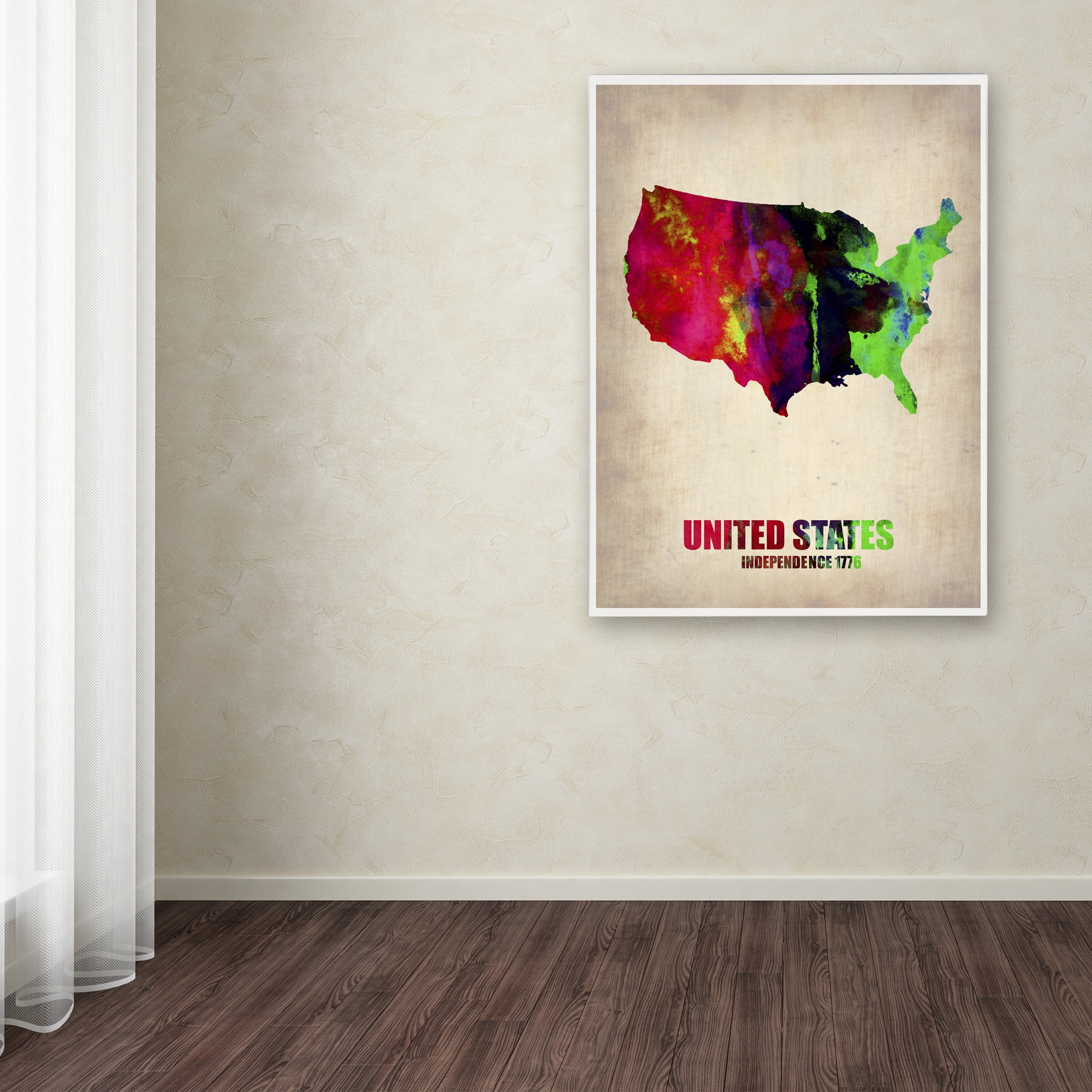 Trademark Fine Art "United States Watercolor Map" Canvas Art by Naxart