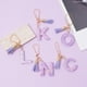 thumbnail image 3 of Llavero con letras de la A a la Z con forma de corazón morado, colgante para billetera de mujer, 26 iniciales, alfabeto, mariposa, borla, accesorio para llavero, 3 of 6