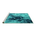 thumbnail image 2 of Ahgly Company Machine Washable Indoor Rectangle Oriental Turquoise Blue Industrial Area Rugs, 2' x 3', 2 of 4