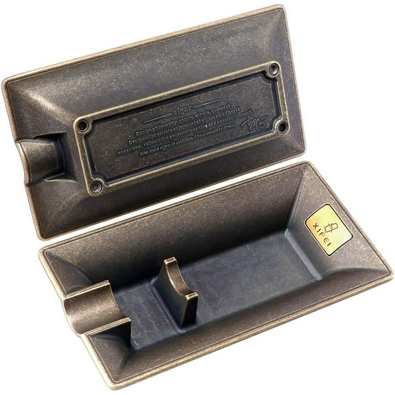 XIFEI fashion vintage cigar ashtray bronze color household cigar ashtrays single slot design (bronze)