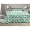 thumbnail image 1 of Ice Skates Comforter & Sham Bedding Set, Pattern of Goalkeeper Hockey Stick Snowflakes Sports Equipment, 3 pcs Duvet Set Microfiber Filling Quilt, 5 Sizes, Peacock Green and White, by Ambesonne, 1 of 4