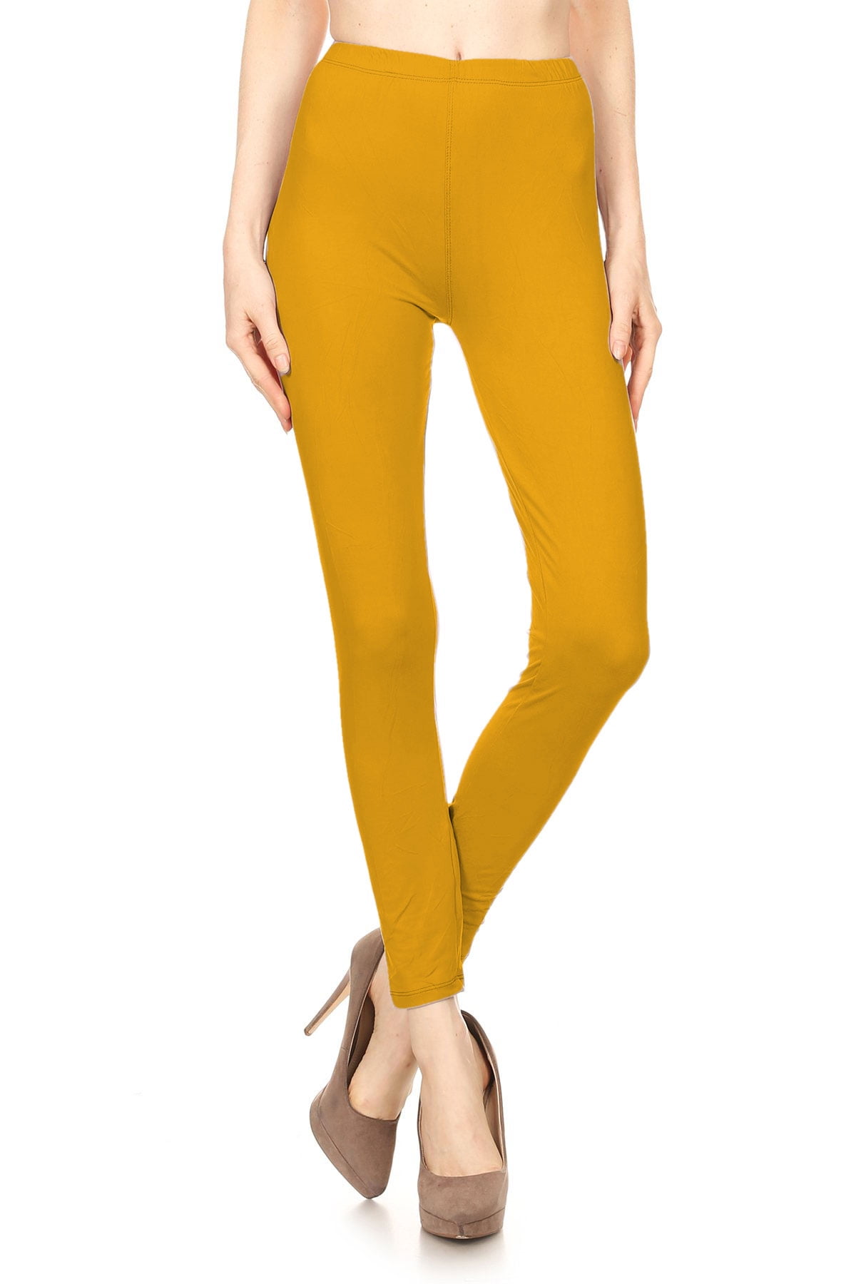 Women's Solid Color Stretchable Peach Skin Fabric Leggings for Regular ...