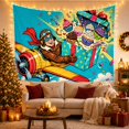 thumbnail image 3 of Airplane Pilot Flying Among Cupcakes and Clouds, Playful Illustration for Aviation Fans, Sweet Flight Decor, Birthday Gift, Tapestry Wall Hanging for Bedroom, Studio and Dorm, 3 of 7