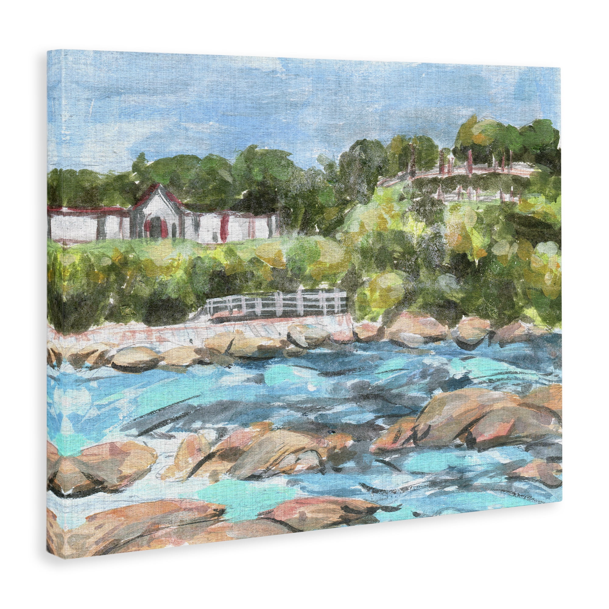 Stupell Industries Rocky Nautical Landscape Landscape Painting Gallery Wrapped Canvas Art Print Wall Art, 40 x 30