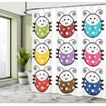thumbnail image 5 of Ambesonne Cartoon Shower Curtain, Smiling Ladybugs Set, 69"Wx84"L, Multicolor, 5 of 5