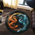 thumbnail image 4 of Zebra Stripe Round Area Rug, black and white safari circle carpet for living room or hallway, soft washable non-slip floor mat, striking modern animal décor, 4 of 6