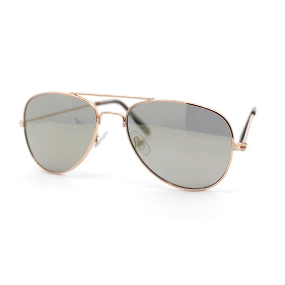 Kids Size Color Mirror Classic Tear Drop Shape Officer Pilots Wire Rim Sunglasses Gold Mirror