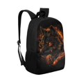 thumbnail image 2 of Uourmeti Durable Zippered 17 Inch Backpack for Travel Outdoor, Lightweight Smooth Zipper Daypack, Flame Wolf Design, 2 of 6