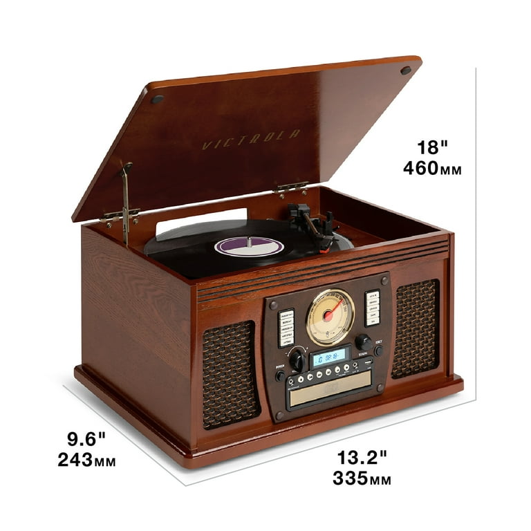 Victrola Wood 8-in-1 Nostalgic Bluetooth Record Player with USB