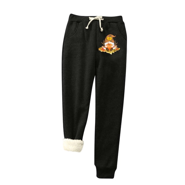 Womens' Warm Legging Tummy Control Printed Leggings With Elastic Drawstring Pockets And Thick Insulation Pants On Clearance
