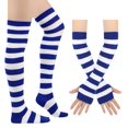 thumbnail image 2 of IAJDKMEK Halloween Striped Over The Knee Socks - Matching Gloves Set Party Socks, 2 of 7