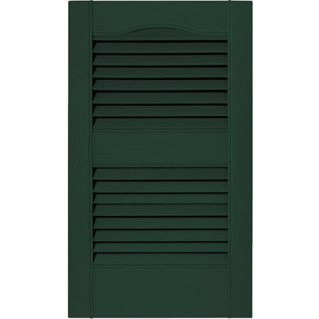 12 in. Vinyl Louvered Shutters in Midnight Green - Set of 2 (12 in. W x 1 in. D x 24 in. H (1.23 lbs.))