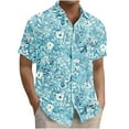 thumbnail image 3 of Yteetum Men's T ShirtsHawaiian Floral Print T Shirts Casual Button Down Short Sleeve Lapel Beach Summer T-Shirts, 3 of 7