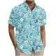 thumbnail image 1 of Blusa y camisa de manga corta con cuello vuelto para hombre, camisa hawaiana informal con estampado floral, camisa de manga corta con solapa, blusa, camisa de poliéster para hombre, 1 of 6