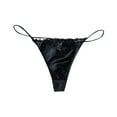 thumbnail image 3 of Bikinis Breathable Thongs Sexy Thong Briefs Sexy Women Waist Panties Underwear Satin Low Seamless Lace Women's Panties plus Size G String Thongs for Women 3x for plus on Clearance S Black, 3 of 4