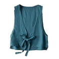 thumbnail image 2 of VKOYWKM Women's Cotton Linen Vest Casual Sleeveless Jacket Tie Front Blazer Waistcoat Lightweight Summer Vest Solid Color Vest Jackets, 2 of 5