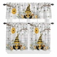 thumbnail image 2 of Kitchen Window Curtains Valance and Tier Set, Farmhouse Yellow Black Gnome Rod Pocket Tier Curtain Valance Set, Spring Bee Daisy Flower Wood Board Light Filtering Cafe Curtains for Bedroom, 2 of 9
