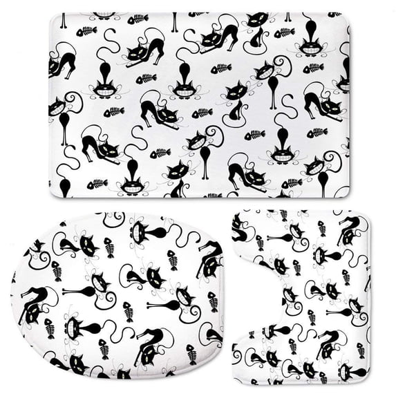 GOHAO Jinse-floral188 3 Piece Bathroom Rugs Set Bath Rug Contour Mat and Toilet Lid Cover