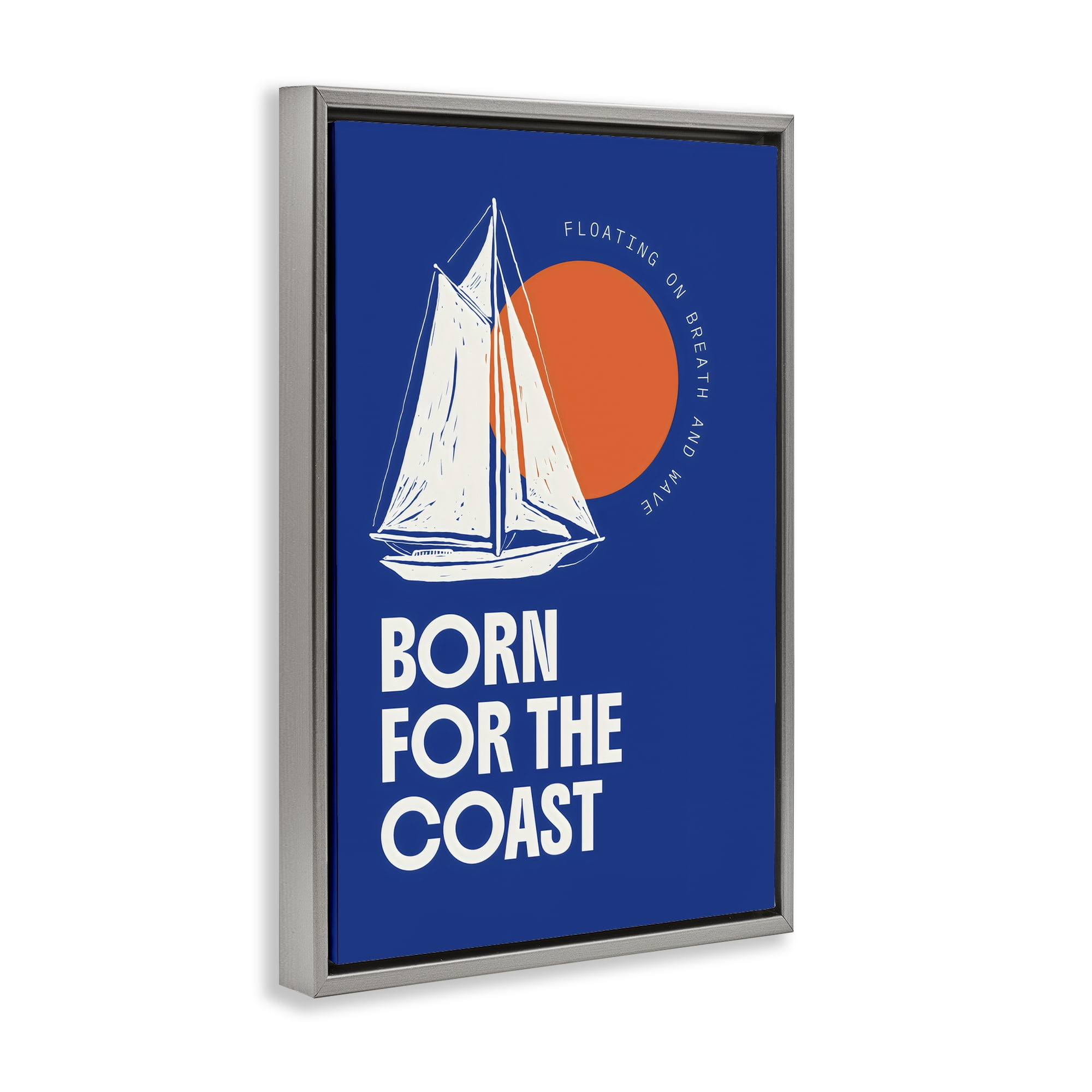 Stupell Industries Born For The Coast Gray Framed Floater Canvas Wall Art, design by Creative Studio