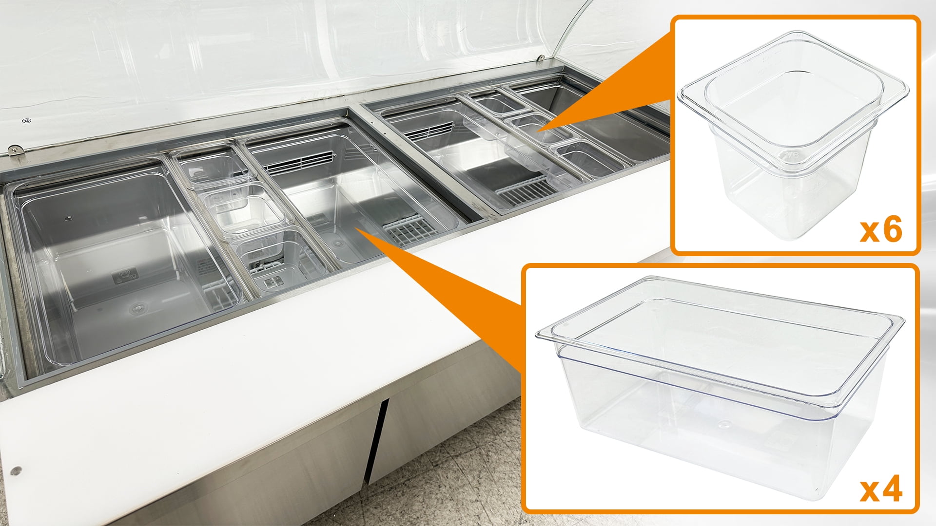 72 in. Three-Door Salad Bar Refrigerated Buffet Cold Table 20.6 Cu.Ft. Salad Prep Table