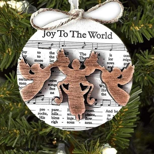 Adorno de natividad con partituras musicales, juego de adornos de madera con la historia de la natividad, adorno colgante de madera para natividad navideña, regalos religiosos cristianos de Pascua par