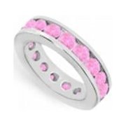 Fine Jewelry Vault UBUAGRD800PS14125 Wedding Bands 8 CT Created Pink Sapphire Eternity Band in 925 Sterling Silver