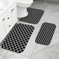 thumbnail image 2 of Gray and Black Checkered Pattern Bathroom Rug Set 3 Piece,Non-Slip Bath Mat Set with U-Shaped Contour and Runner Soft Absorbent Washable, 2 of 5