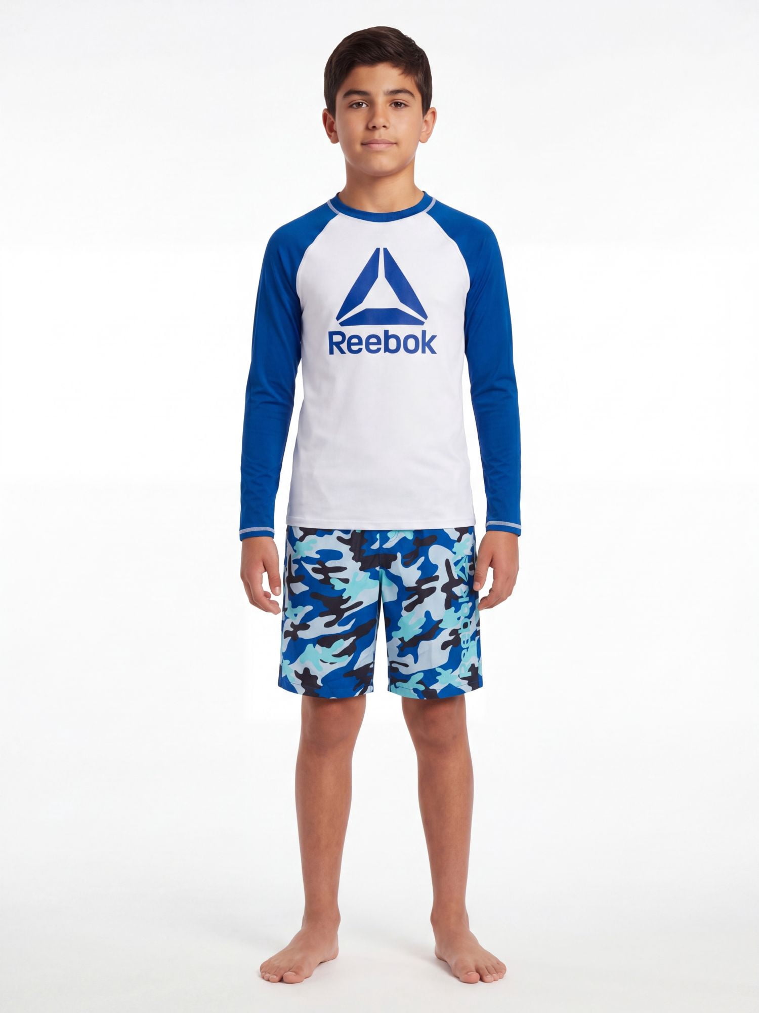 Reebok Boys Long Sleeve Rashguard with UPF 50+ Protection, Sizes 4-18