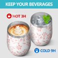 thumbnail image 4 of Floral 12oz Stainless Steel Insulated Wine Tumbler with Lid and Straw – Double Wall Vacuum Mug for Hot & Cold Drinks, 304 Steel Interior, Sweat-Free Design,Thanksgiving,Christmas, Spring,Flower, 4 of 5