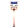 thumbnail image 3 of 4.0ct emerald cut blue tanzanite 14k rose gold 3 stone Bridal Wedding Engagement Promise Anniversary Ring for Women size 9.75, 3 of 7