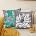 thumbnail image 5 of Teal Pillow Covers 18x18 Set of 4 Teal Decorative Throw Pillow Cover for Couch Modern Daisy Pillows Case for Living Room Cushion Bed Outdoor Home Decor, 5 of 6
