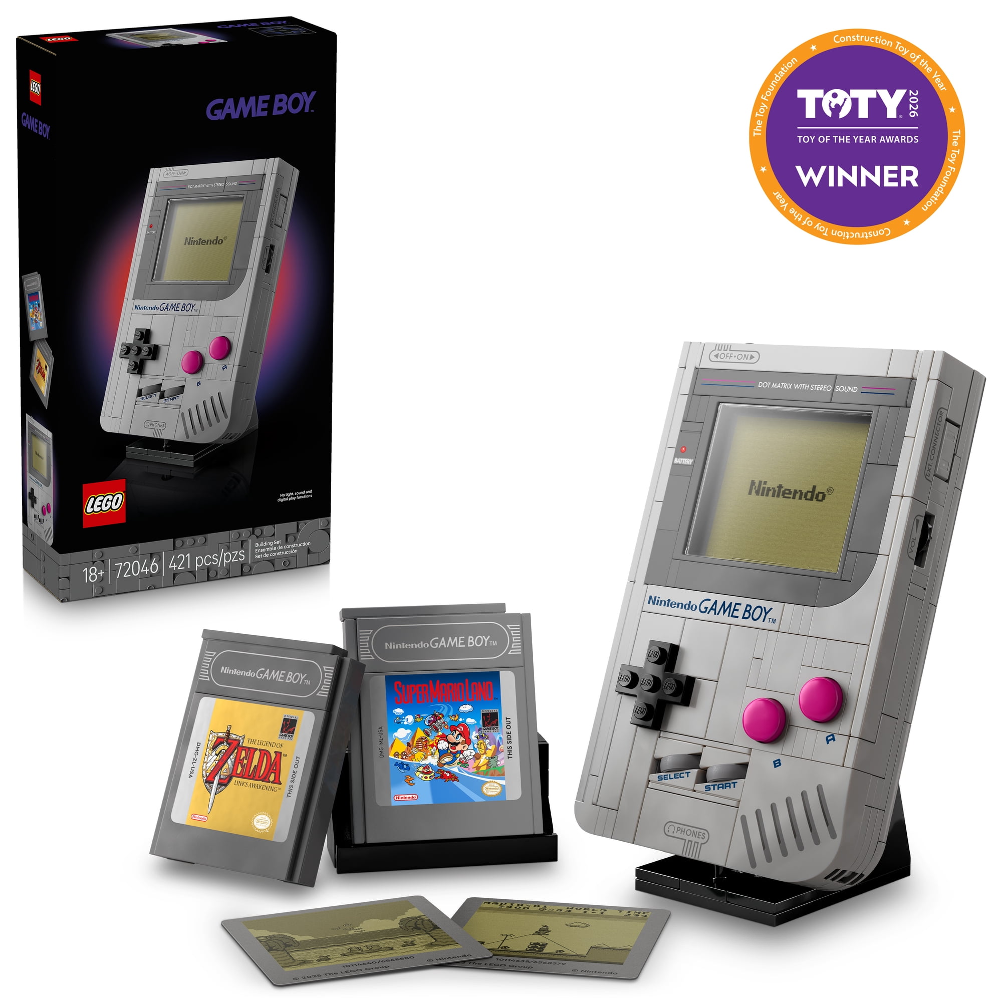 LEGO Super Mario Game Boy - Retro Building Sets for Adults, Ages 18+ - Gift for Gamers - Collectible Model with Game Paks and Display Stand - 72046