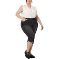 thumbnail image 2 of Agnes Orinda Women's Plus Size Capri Jeans Frayed Hem Summer Denim Jean 2X Black, 2 of 7