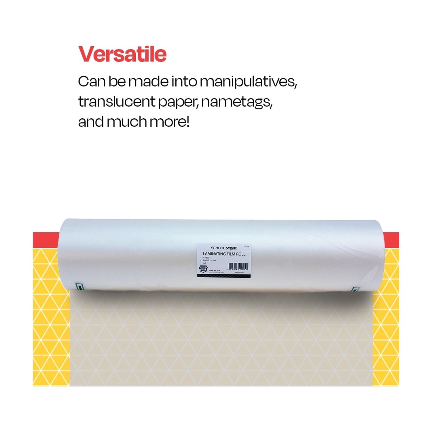 School Smart Laminating Film Roll, 18 Inches x 500 Feet, 1.5 mil Thickness
