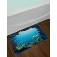 thumbnail image 2 of Ocean Bath Mat, Topical Underwater Cave Fishes Swimming Marine Coral Reefs Exotic Aquatic Beauty Image, Non-Slip Plush Mat Bathroom Kitchen Laundry Room Decor, 29.5 X 17.5 Inches, Dark Blue, Ambesonne, 2 of 2
