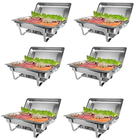 Rectangular Catering Tray - Zimtown 6Pcs Rectangular Chafing Dish 8 Quart Stainless Steel Full Size Tray Buffet Catering
